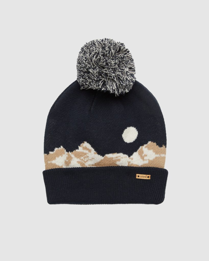 Mountain Scenic Pom Beanie