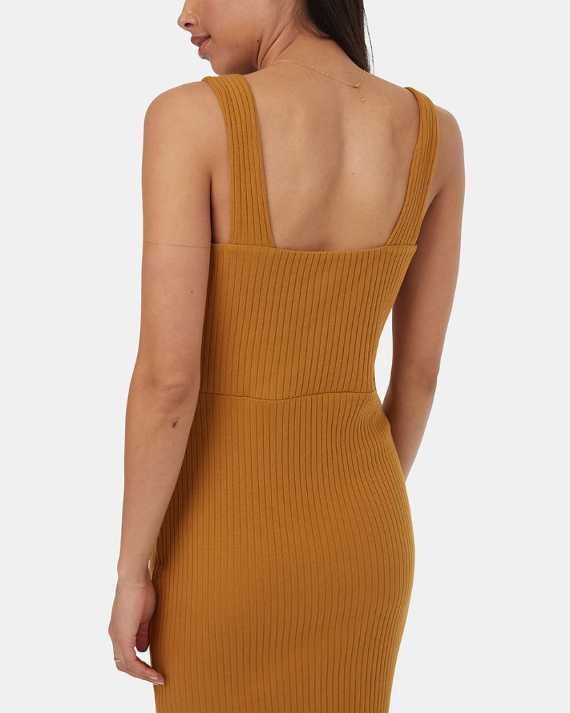 Rib Square Neck Dress - Image 4